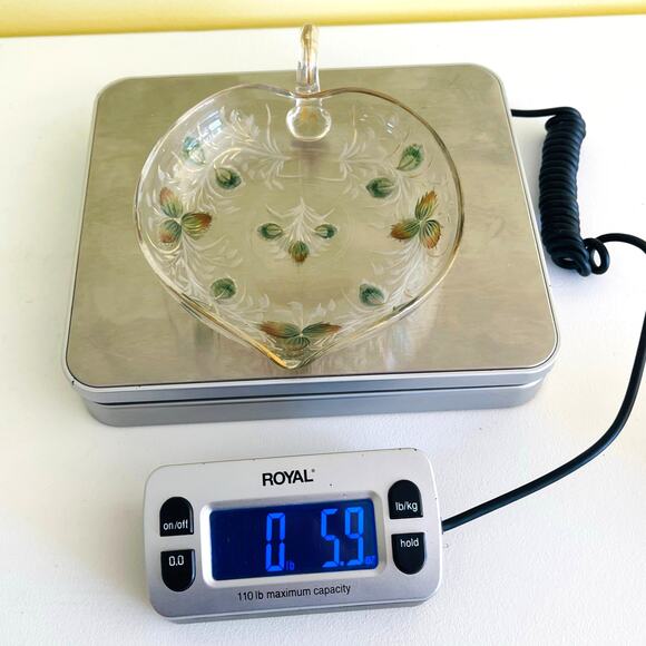 Antique Moser Bohemian Etched Glass Nappy Dish Handle Spout Gold Gilt Heart - Picture 11 of 11